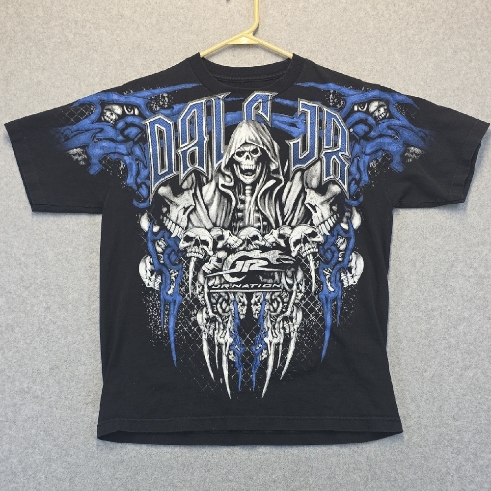 JSR Nation Skull Graphic T-Shirt Black Blue Short Sleeve Size M